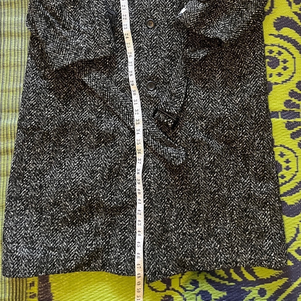 Vintage Wool Herringbone Donegal Tweed Belted Men's  Top Coat 44 Dark Academia - Picture 14 of 14